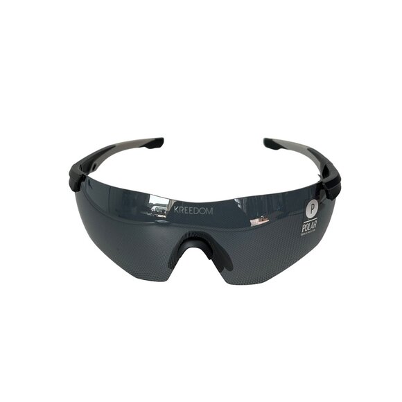 Kreedom Polarized Sports Sunglasses UV Protection Black Frame Lenses Cycling NEW - Picture 1 of 6